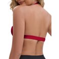 thumbnail image 3 of INSPIRE CHIC Women's Halter Neck Plunge Wirefree Sports Bras Backless Cozy Breathable Workout Fitness Bralette S Red, 3 of 4