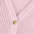 thumbnail image 6 of Fshiont Women's Chunky Knit Open Front Sweater Long Sleeve Button Loose Short Cardigan Outerwear Coats Pink M, 6 of 8
