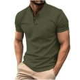 thumbnail image 3 of TAGOLD Mens Summer Short Sleeve Stand Collar Blouse & Shirt Solid Color Pocket Button Casual Top, 3 of 5