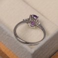 thumbnail image 3 of Purple amethyst ring, February birthstone, oval cut gemstone, sterling silver, 3 of 5