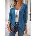 thumbnail image 6 of Women'S Cardigan Tops Three-Quarter Sleeves Solid Color Casual Small Jacket Female Blue M, 6 of 9
