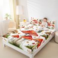 thumbnail image 4 of jejeloiu Cartoon Mushroom Twin Sheet Sets,Tropical Botanical Plant Twin Fitted Sheet,Red White Flat Sheet For Girls Teens,Ultra Soft Home Decor,3-Piece, 4 of 7