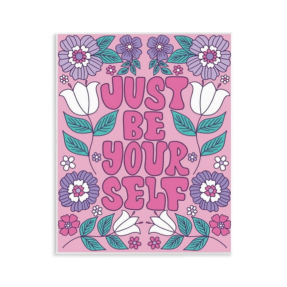Stupell Industries Retro Floral Be Yourself Plants & Flowers Painting Unframed Art Print Wall Art, 11 x 14