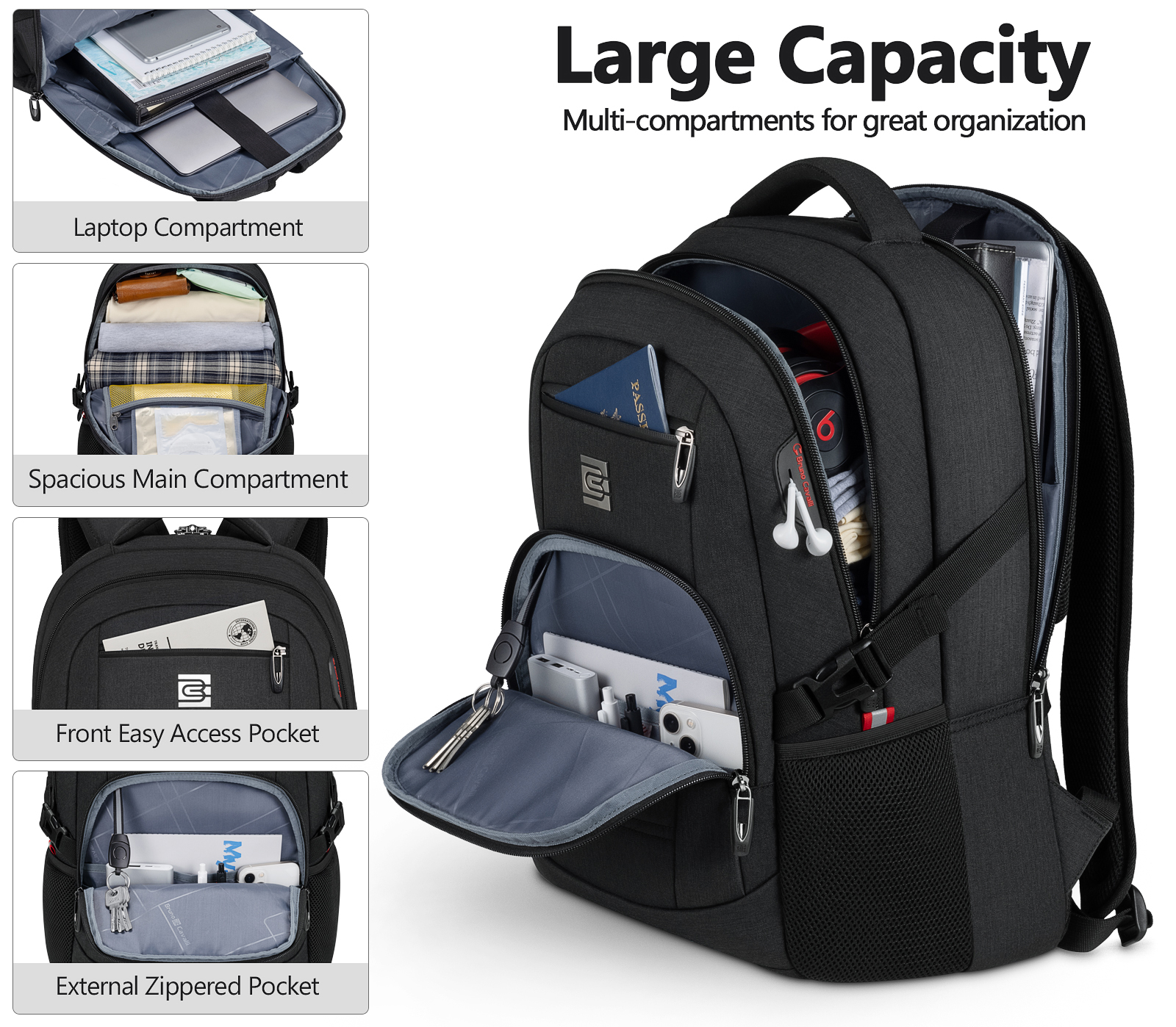 UKEIN 15.6" Laptop Backpack, Black photo 2