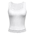 thumbnail image 6 of IDOCLOTHES Lace Ribbed Tank Tops for Women Workout Tank Tops Woman Slim Fitted Sleeveless Running Vest for Women Athletic Camisole Shirts Women's Tanks & Camis White, S, 6 of 7