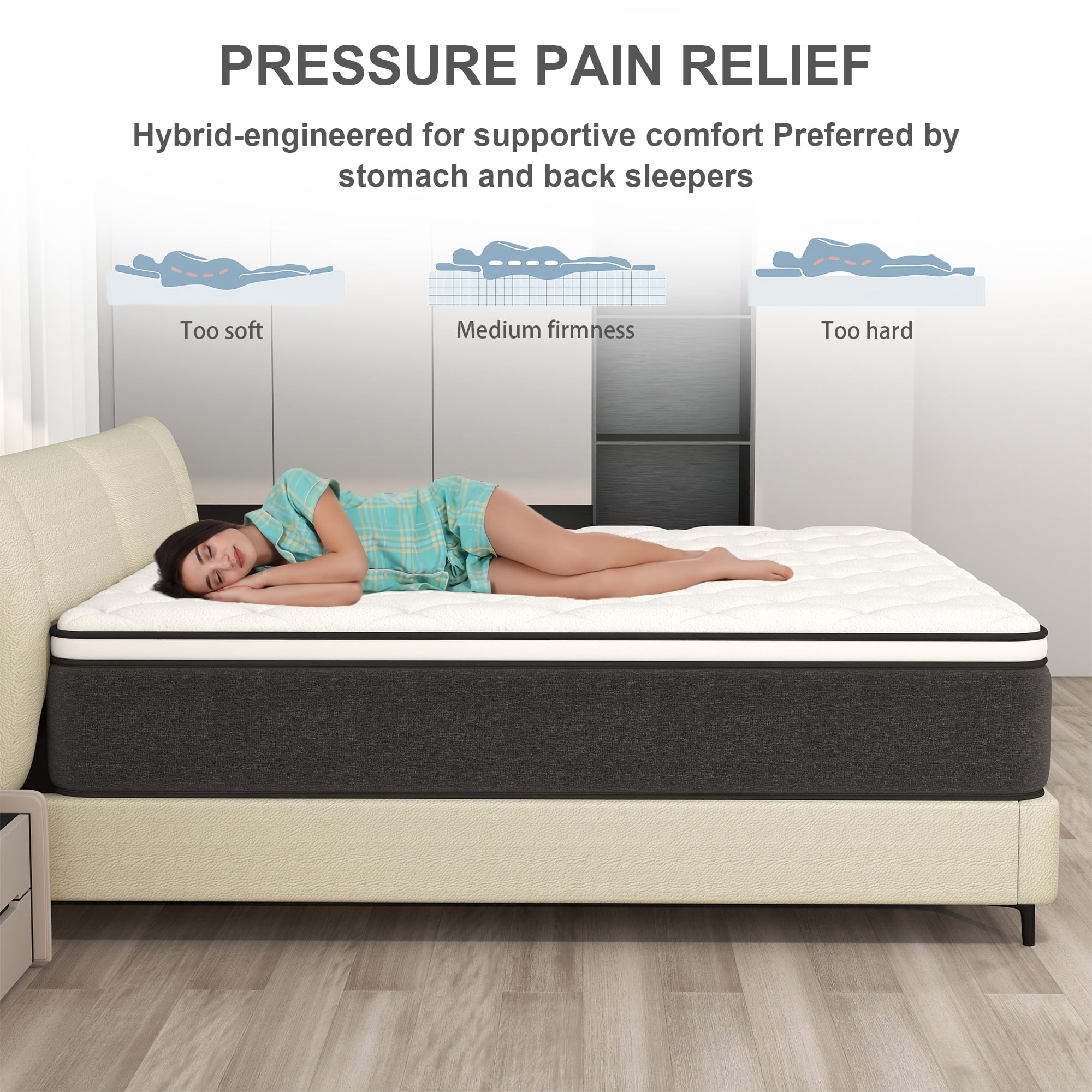 CICIMLU 12 inch Full Mattress ,Gel Memory Foam Hybrid Mattress in a Box, Innerspring Mattress Supportive & Comfortable for Restful Sleep