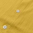 thumbnail image 6 of Men's Solid Color Short Sleeve Stand Collar Button Cardigan, Casual Beach Shirt, Lightweight Crinkle Fabric Top for Resort Wear, Vacation and Warm Weather Outings Yellow M, 6 of 9