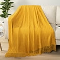 thumbnail image 2 of PAVILIA Mustard Yellow Knit Throw Blanket for Couch Bed, Soft Knitted Farmhouse Sofa Throw for Living Room, Lightweight Decorative Fall Throw Blanket for Chair, Outdoor Textured Boho Blanket, 50x60, 2 of 9