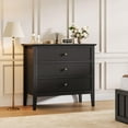 thumbnail image 1 of QinaQin Commode Cannelée pour Chambre à Coucher, Table de Nuit Blanche de 31,5 Pouces à 3 Tiroirs et Armoire de Rangement, 1 of 7