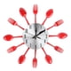 thumbnail image 1 of Reloj de cubiertos de acero inoxidable, cuchillo y tenedor, cuchara, reloj de pared, decoración de cocina, rojo, 1 of 10