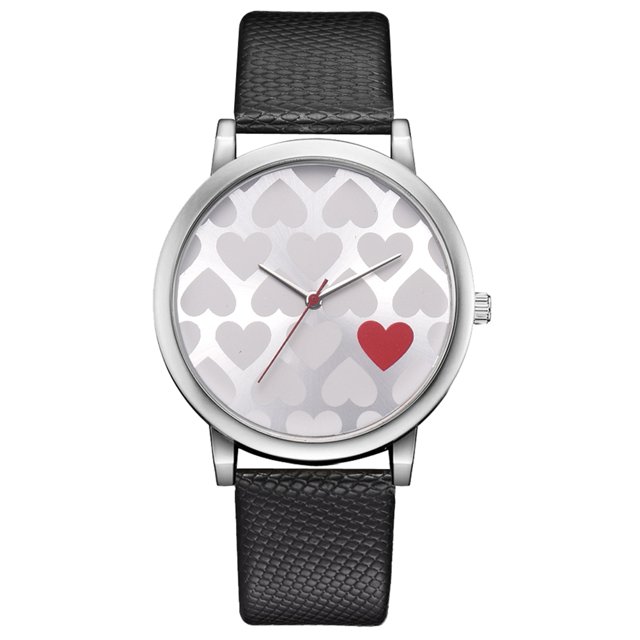Reloj de cuarzo con diseño de esfera a la moda, correa de PU, reloj de pulsera informal para mujer, color negro