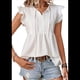 thumbnail image 2 of Blusas de Punto de Verano para Mujer 2025, con Cuello Redondo Calado, Lindas Blusas de Corta con Volantes para Mujer. L, 2 of 10