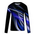 thumbnail image 4 of IROINNID Deals Mens Pullover Shirts Long Sleeve Round Neck Pullover Line 3D Printed T-Shirt Blouse,Blue, 4 of 5