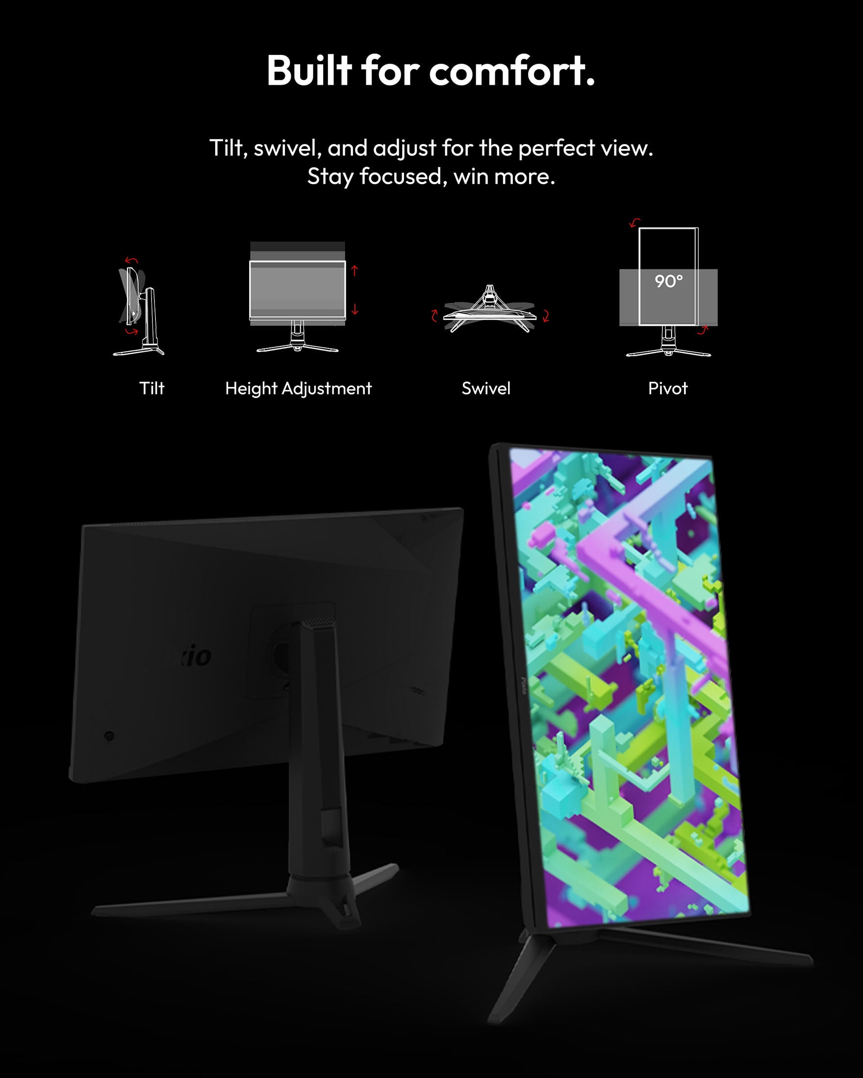 Pixio PX24Q Pro 24 inch 180Hz Refresh Rate QHD 1440p Resolution Fast IPS Panel 1ms GTG Response Time Gaming Monitor