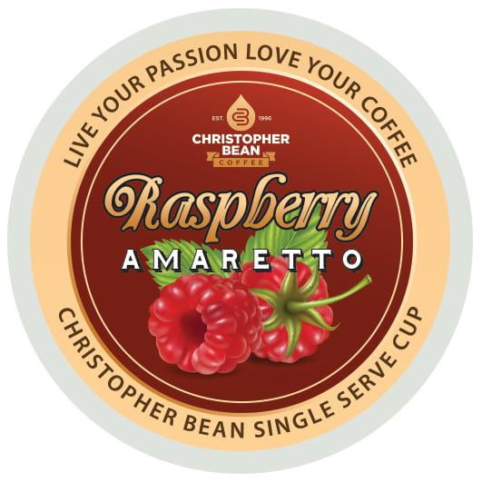 Christopher Bean Coffee Amaretto Raspberry KCup Coffee Pods (Regular), 100 Recyclable Single