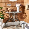 thumbnail image 2 of SAFAVIEH Annalise Outdoor Patio Semi-Circle Accent Table, Antique Green, 2 of 11