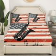 thumbnail image 3 of Saxophone Queen Bed Sheets Set,Vintage American Flag Sheet Set,Retro Classical Music Flat Fitted Sheet Musical Instrument Decor,Rustic Farmhouse Sheets For Adults Women Men, 3 of 6
