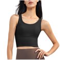 thumbnail image 1 of Puntoco Camisetas sin mangas ajustadas para mujer Blusa deportiva con cuello redondo y almohadón en el pecho de color liso para mujer, 1 of 3