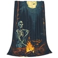 thumbnail image 2 of Fotbe Moonlit Skeleton Campfire Manta de Franela Acolchonada con Estampado, Súper Suave y Esponjosa, Extra Grande para Sofá, Cama, Uso Todo el Año-80"x60", 2 of 7
