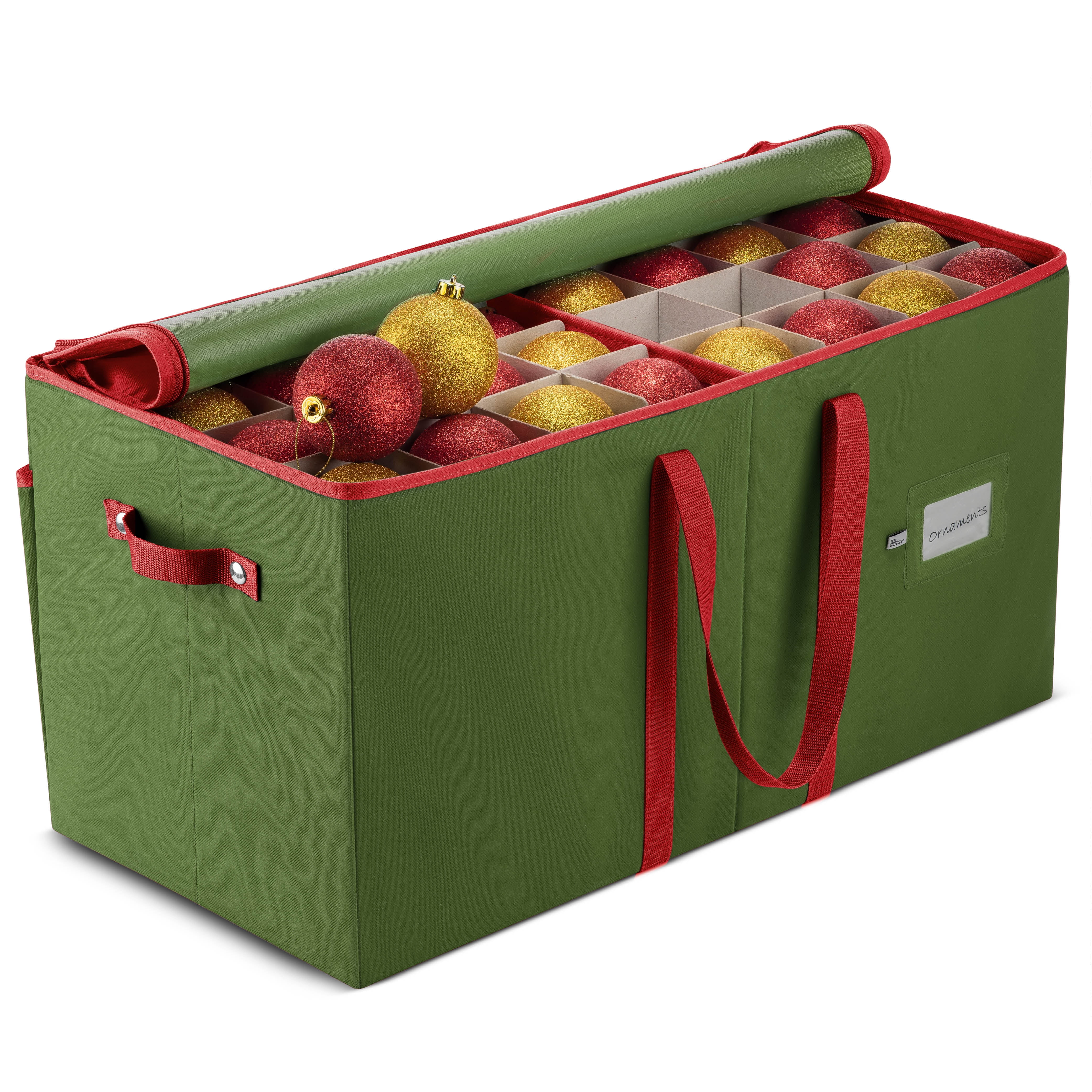 Large Christmas Ornament Storage Box with Dual Zipper Closure  Box