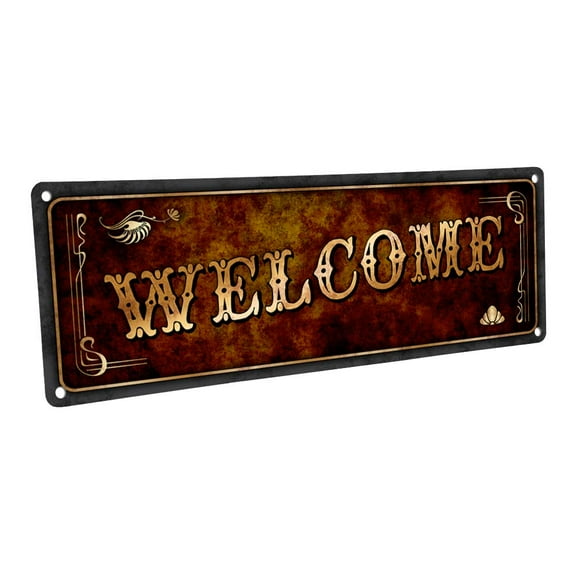 Welcome 4"x12" Metal Sign, Wall Décor for Home and Office