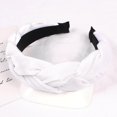 thumbnail image 2 of XASZHN Textured Braided Velvet Wide Headband for Women Solid Color Hair Accessory with Ribbon Detail White_001 One Size, 2 of 5