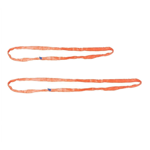 2 Pack 5 ft Orange Polyester Endless Round Sling 40000 LBS Vertical Capacity | 32000 LBS Choker | 80000 LBS Basket | Heavy Duty Endless Sling for Wrecker Recovery, Lifting & Towing