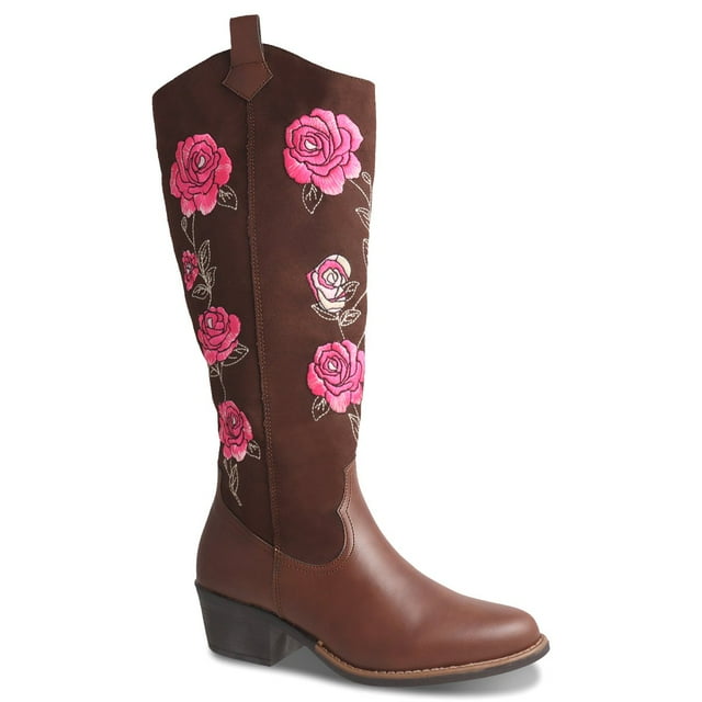 Bota Vaquera Larga para Mujer Dominiq Mod. 1151 Bordado de Rosas