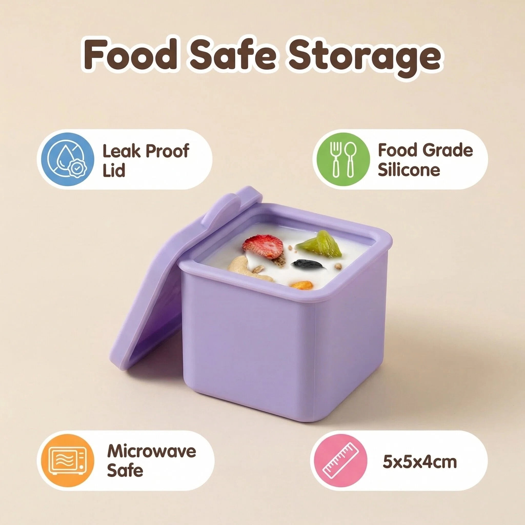 3 Pack Silicone Small Snack Container, Stackable Puree Sauce Condiment Food Storage Lunch Bento Box with Lids, Leak-proof, BPA Free, Dishwasher & Microwave & Oven Safe