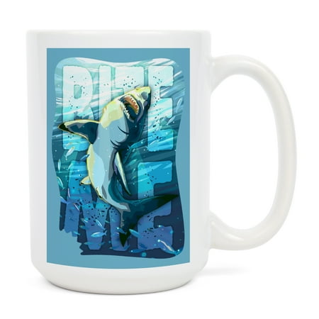 

15 fl oz Ceramic Mug Great White Shark Bite Me Contour Dishwasher & Microwave Safe
