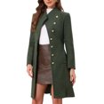 thumbnail image 4 of INSPIRE CHIC Pea Coat for Women Winter Stand Collar Button Down Mid Long Coats Outerwear with Belt XL Olive Green, 4 of 6