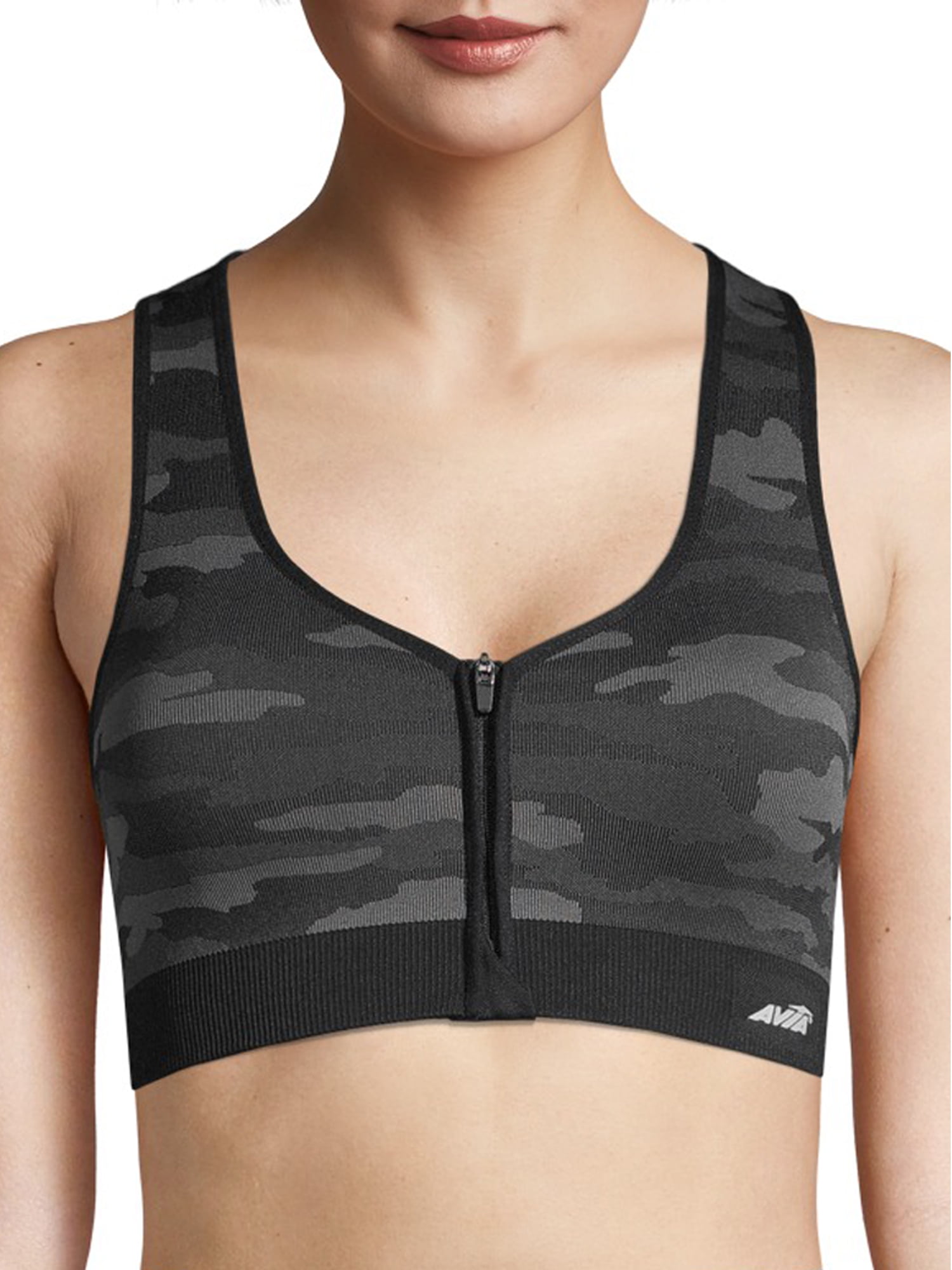 avia seamless zip front bra size chart