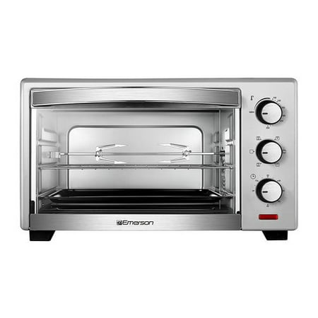 Emerson 6-Slice Convection & Rotisserie Counter top Toaster Oven in Stainless Steel,