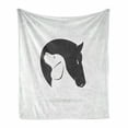 thumbnail image 1 of Animal Soft Flannel Fleece Throw Blanket, Contemporary Image of a Dog and Horse Hugging Loyal Friend Heads Print, Cozy Plush for Indoor and Outdoor Use, 50" x 60", Black White, by Ambesonne, 1 of 6