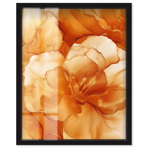 Sunlit Bloom I Shadowbox Print Floral Abstracts by Art Remedy, Black Frame, 16 x 20