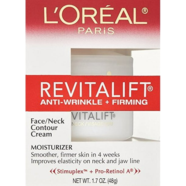 L'Oreal Paris RevitaLift AntiWrinkle + Firming Face & Neck Contour Cream, 1.7 Fluid Ounce (Pack