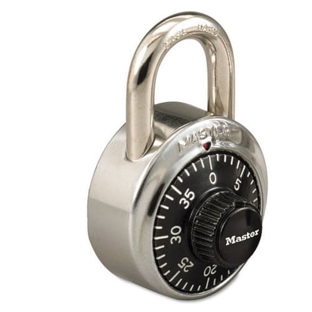 1PC Master Lock Combination Stainless Steel Padlock with Key Cylinder, 1.87\\" Wide, Black/Silver