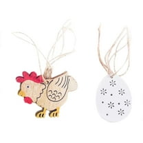 Fiaya Women Easter Egg Chicken Pendant Set, 8pcs Mini Wooden Chicken Tag Hanging Ornament, Wood Egg Art Crafts for Spring Party Supplies Home Decor (C)