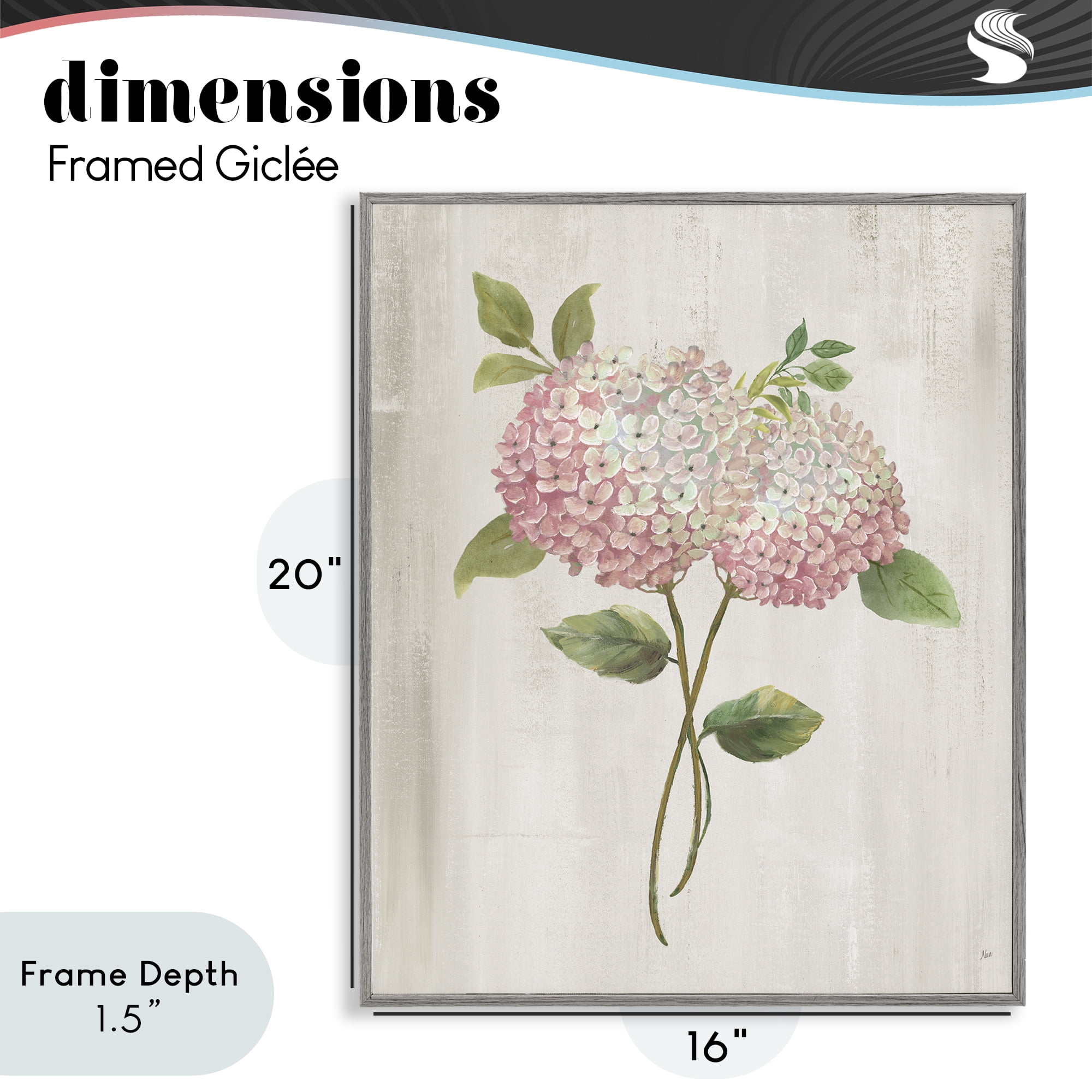 Stupell Industries Vintage Pink Hydrangea Gray Framed Giclee Art, design by Nan