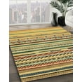 thumbnail image 3 of Ahgly Company Machine Washable Indoor Round Abstract Gen Brown Yellow Area Rugs, 5' Round, 3 of 7