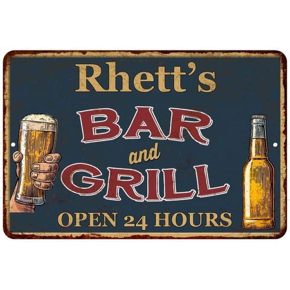 Rhett's Green Bar and Grill Sign 8 x 12 High Gloss Metal 208120044329