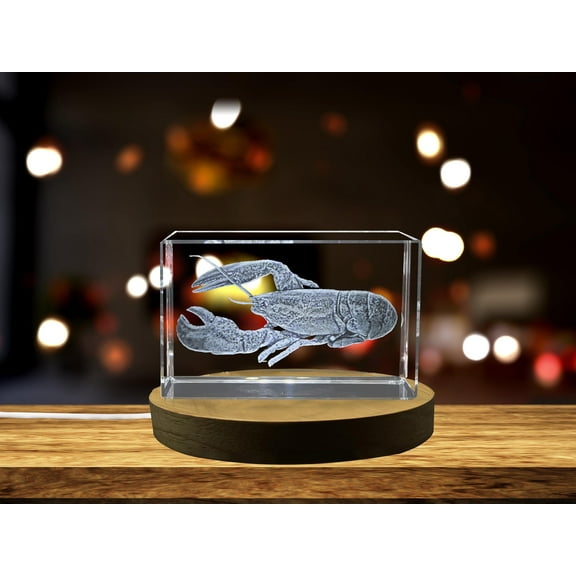 Gorgeous Crayfish 3D Engraved Crystal Sculpture