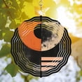thumbnail image 2 of 3D Metal Hanging Wind Spinners - Stylish Black & Orange Gradient Sun/Moon Design with White Concentric Lines for Yard & Garden Decor, 2 of 6