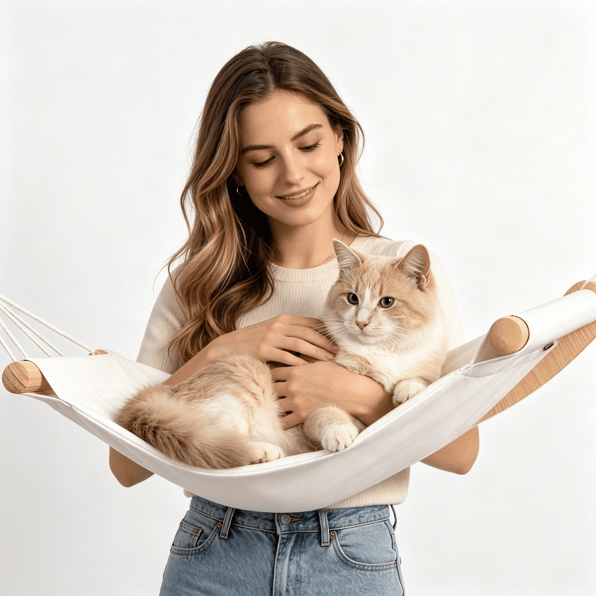 XIBUFE 2026 New Cat Hammock Wall Mounted Wooden Kitten Hanging Bed Pet Furniture Perches for Wall,Window,Room,Apartment,Indoor,Small Cats,Kittens