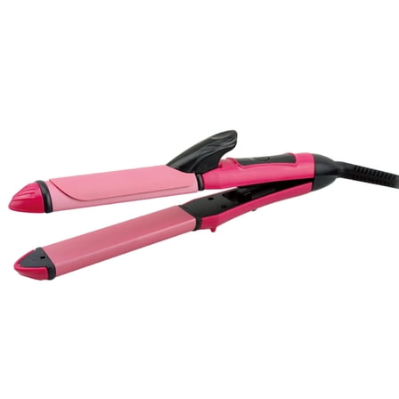 2-in-1 Ceramic Coated Hair Curler Curling Iron & Straightener Hair Waver