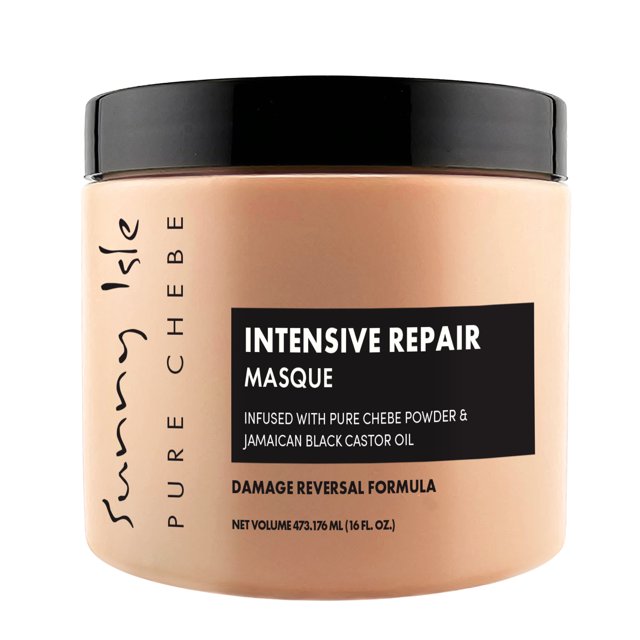 Sunny Isle Pure Chebe Masque Réparateur Intensif 16oz / Infusé de Poudre Pure Chebe et d'Huile de Ricin Noire Jamaïcaine
