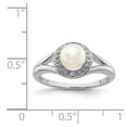 thumbnail image 5 of White Sterling Silver Ring Band Gemstone (06) June Pearl Freshwater Round Diamond, 5 of 5