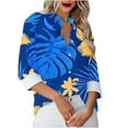 thumbnail image 6 of Women's Button-Up Shirts Fashion Floral Print Dressy Blouses Casual Turndown Collar Shirt Long Sleeve Loose Work Tops Spring Summer Outdoor,Beach,Vacation Top 11#Multicolor 3XL, 6 of 6