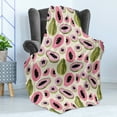 thumbnail image 4 of Papaya Soft Flannel Fleece Throw Blanket, Tropical Abstract Colored Halved Exotic Fruit Motif Natural Hawaiian Food Pattern, Cozy Plush for Indoor and Outdoor Use, 70" x 90", Multicolor, by Ambesonne, 4 of 5