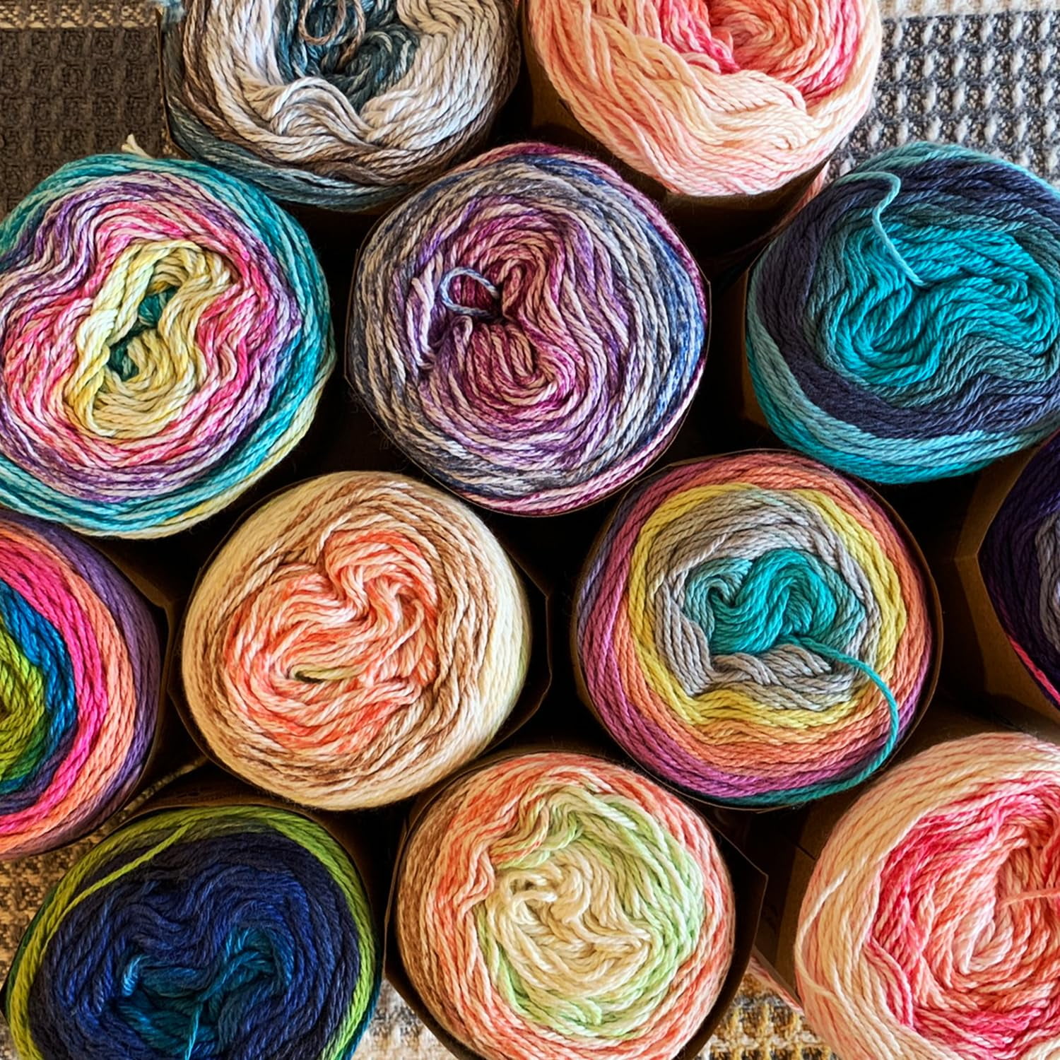 Troyarn Cotton Royal Ombre (3- Skeins Pack) Yarn with Rainbow Colors,Soft Yarn for Crocheting and Knitting%100 Organic Cotton Four Season Yarn 3x100 gr (3x230 yds) (20102)